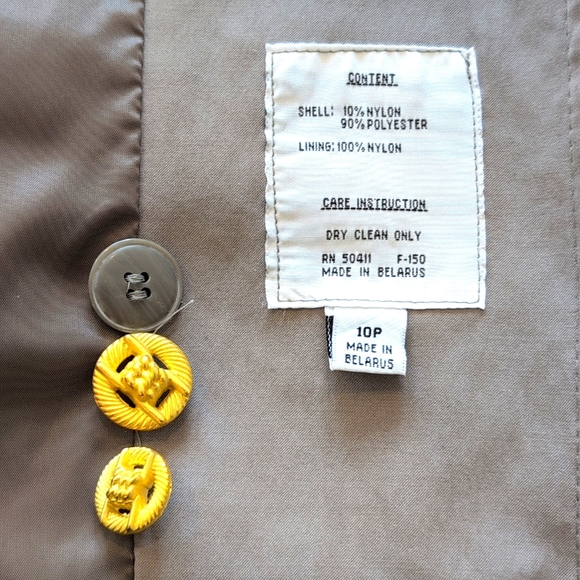 Vintage Fleet Street neutral slouchy draped trench coat W gold buttons. 10P - Picture 11 of 15